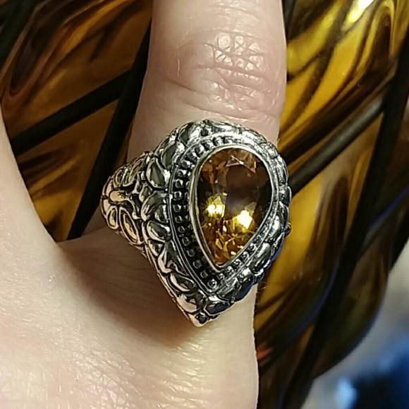 💃CITRINE STERLING & GOLD RING - Picture 3 of 8